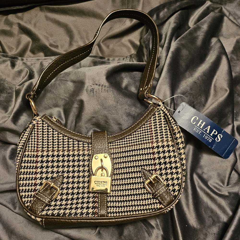 NWT Chaps Brown Plaid Houndstooth